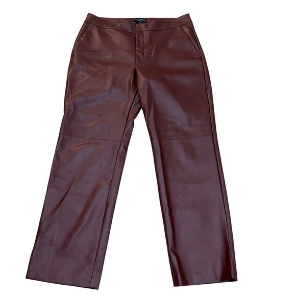 Banana Republic Pants - Banana Republic Straight Leg Faux Leather Pants Size 16 Dark Brown Minimalist